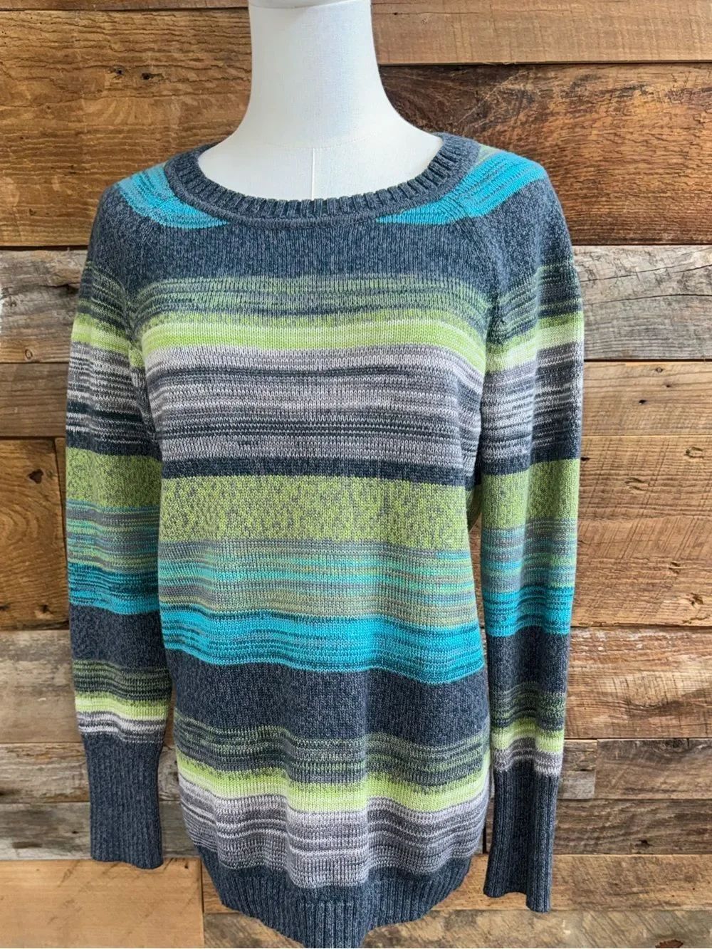 Eddie Bauer Multi-Color Marled Striped Knit Crewneck Pullover Sweater MP